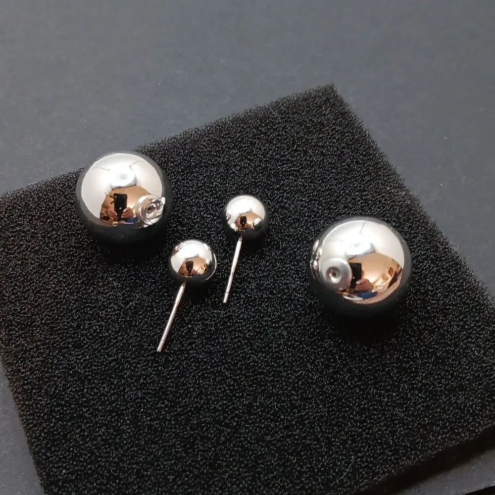 New Double‎ Ball Silver Earrings New